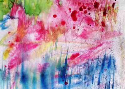 Abstrakte Aquarellmalerei von der Künstlerin Carola Scheider mit fließenden Farbverläufen